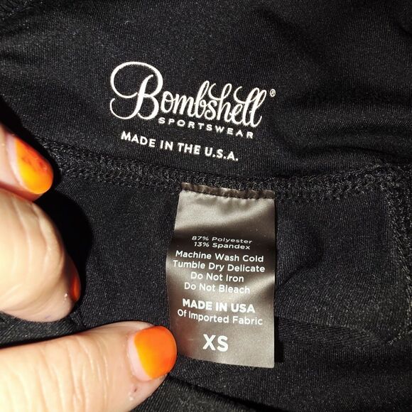 BOMBSHELL "SEXY BACK" SPORTSWEAR Sz XS Black Logo Workout Athletic Leggings - Picture 4 of 5
